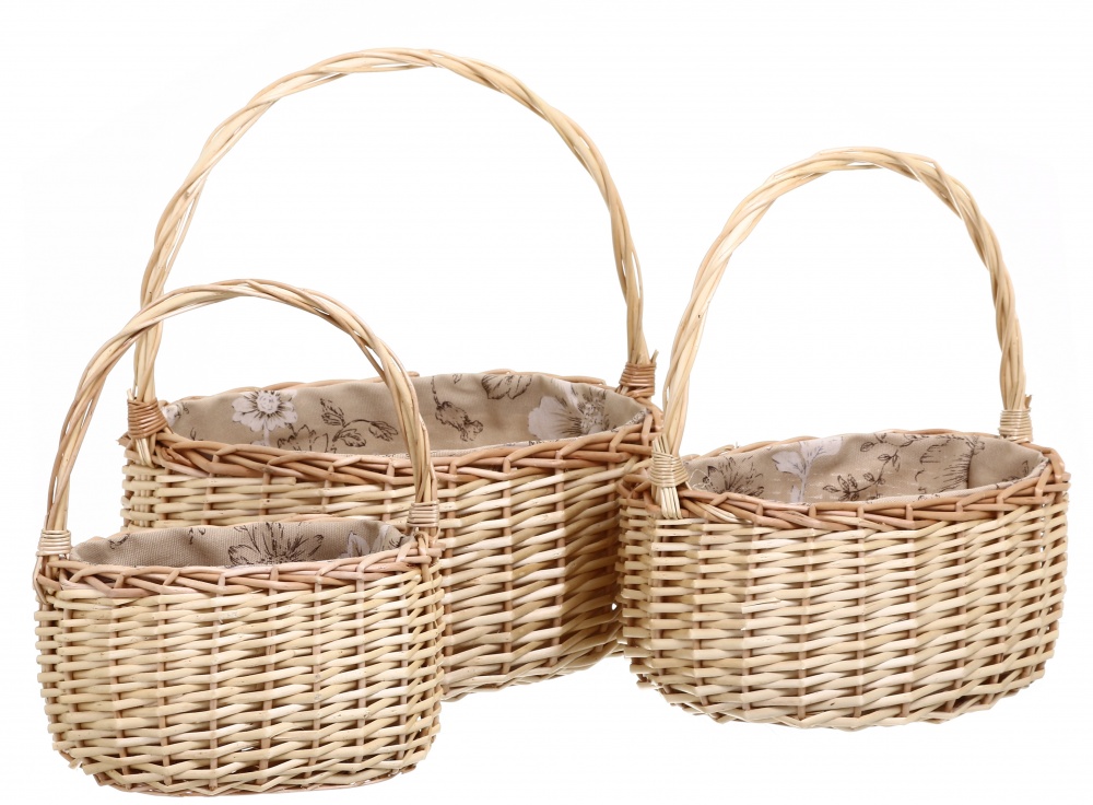 Корзина плетеная с текстилем 38х27х20/44 см TC23-1-1