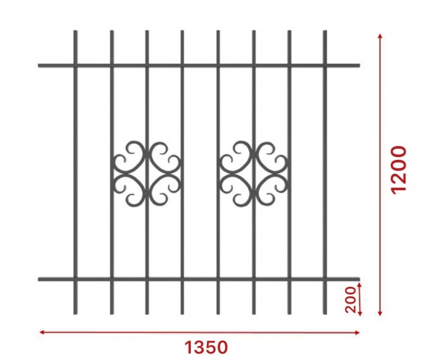 Решітка на вікно Укрітарм 1350х1200 мм (303/5)