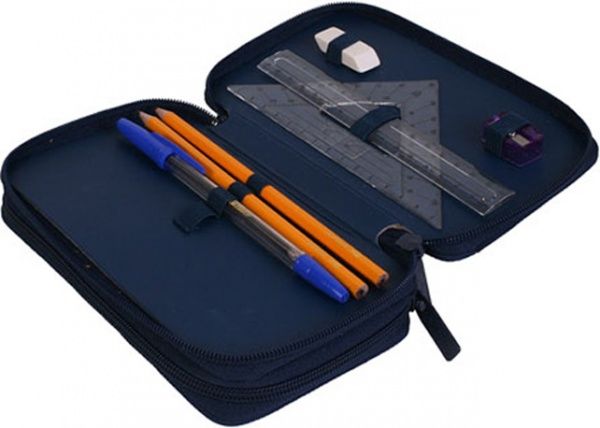 Пенал 23 предмета Double Kick It 50020904 Herlitz синий