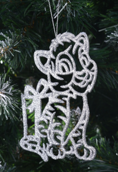 Підвіска Тигрик з подарунком 2Д 12х12 см срібний