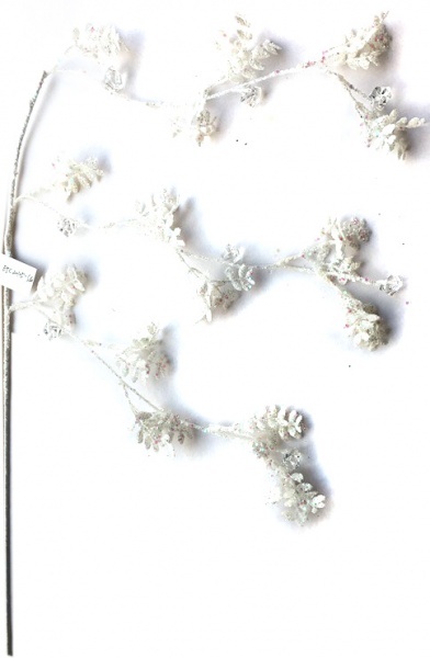 Декорація новорічна Dalian Everglory гілка з шишками і кристалами 60 см EYC20105 