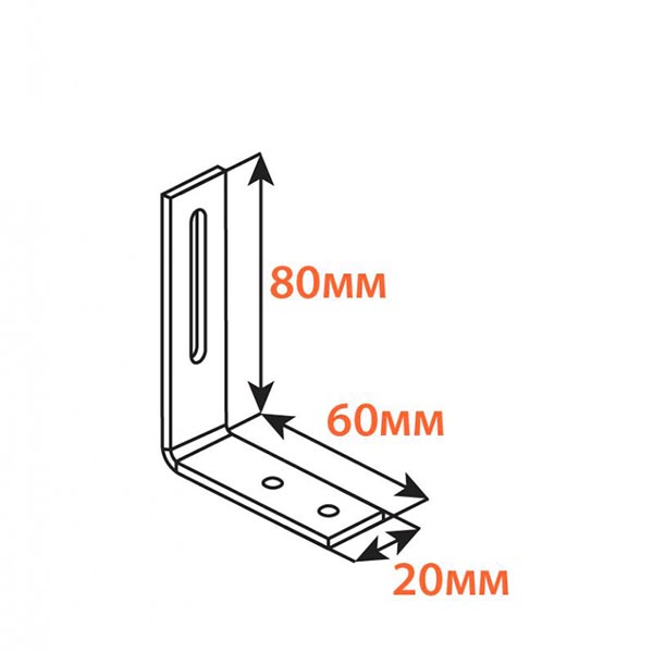 Кутник регульований Kolchuga асиметричний 80x60x20 мм 3 мм
