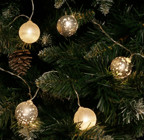 Электрогирлянда линейная с шариками серебристый светодиодная (LED) 10 ламп 