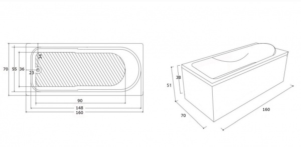 Ванна акриловая Damixa Apollo 160х70 см 47WA-160-070W-A 
