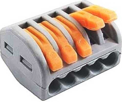 Клемма быстрого монтажа на 5 проводников с рычагами ElectroHouse (400, 32 A) EH-CONN-0300 серый 