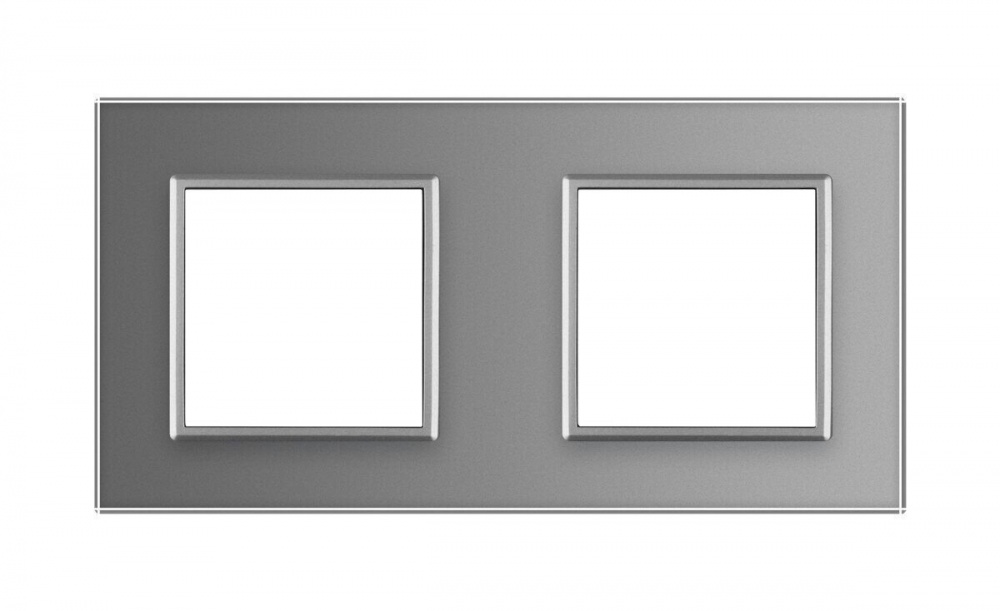 Рамка двомісна Livolo C7 універсальна сіре скло C7-SR/SR-15