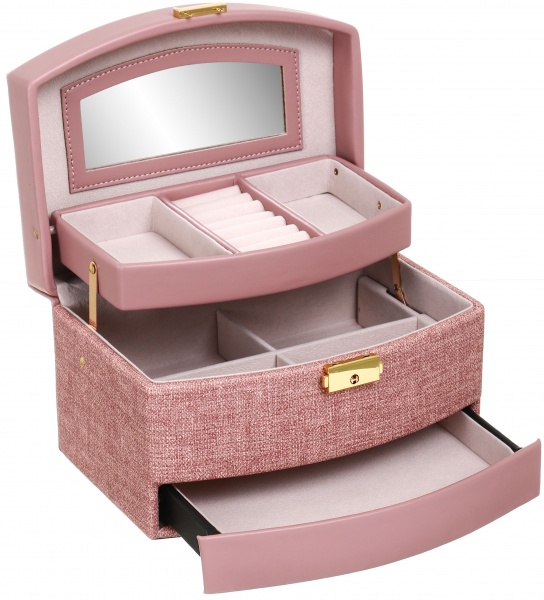 Шкатулка для украшений пудровый 22,5х16х13 см CX1645 Delux