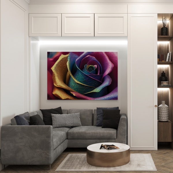 Картина на холсте Разноцветная роза 80x110 см WS Holst 2205380173 