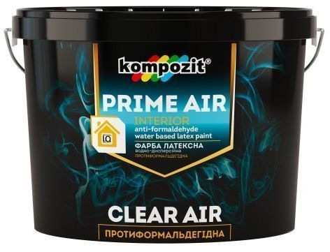 Фарба латексна Kompozit антиформальдегідна PRIME AIR шовковистий мат білий 9л 