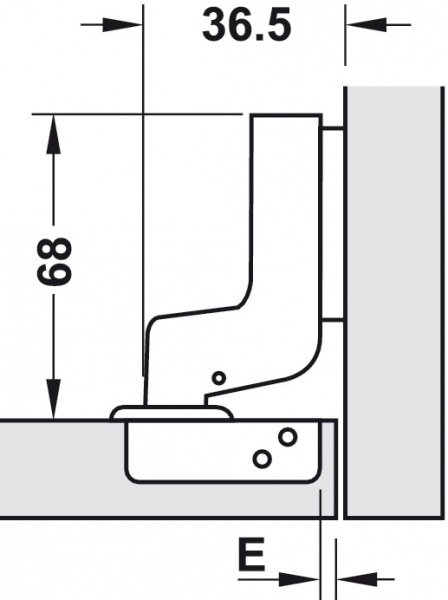 Петля внутренняя с доводчиком Metalla D SM 300 + монтажная планка под шуруп 483.01.792 Hafele 