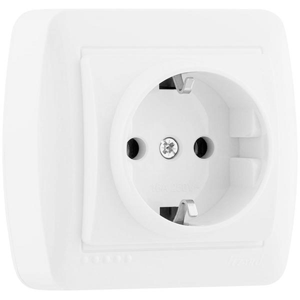 Розетка с заземлением Lezard Demet 16 А 250 В без шторок белый 711-0200-122