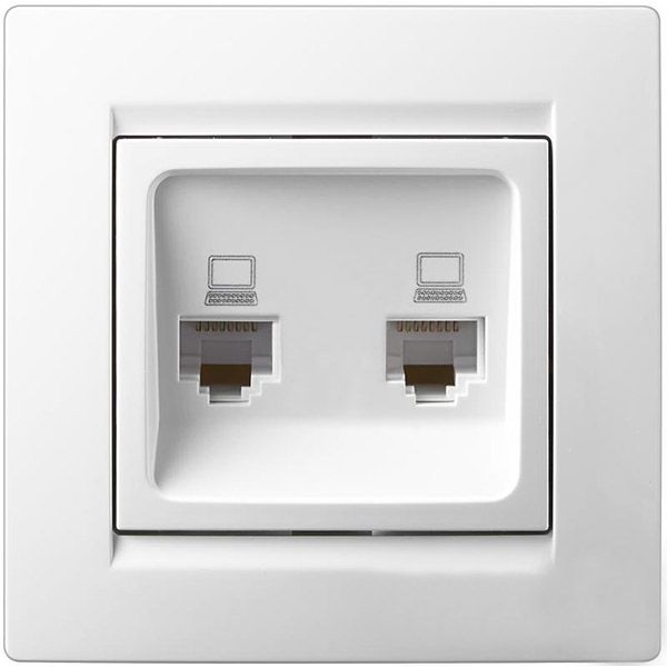 Розетка компьютерная двойная UP! (Underprice) One белый 706-0202-141