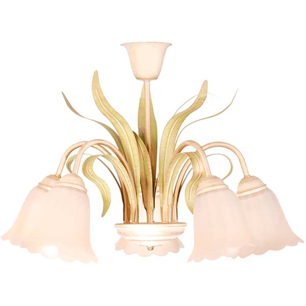 Люстра потолочная Геотон НСБ 01-5х60-941 Рома-Н957 5xE27 белый с зеленым 