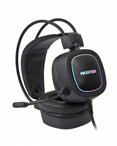 Навушники Maxxter Ghost Helmet black USB 7.1 RGB підсвічування 