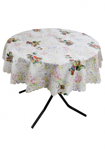 Скатерть водонепроницаемая Simfoni Кружева на розовом d136 136x136 см Прованс 