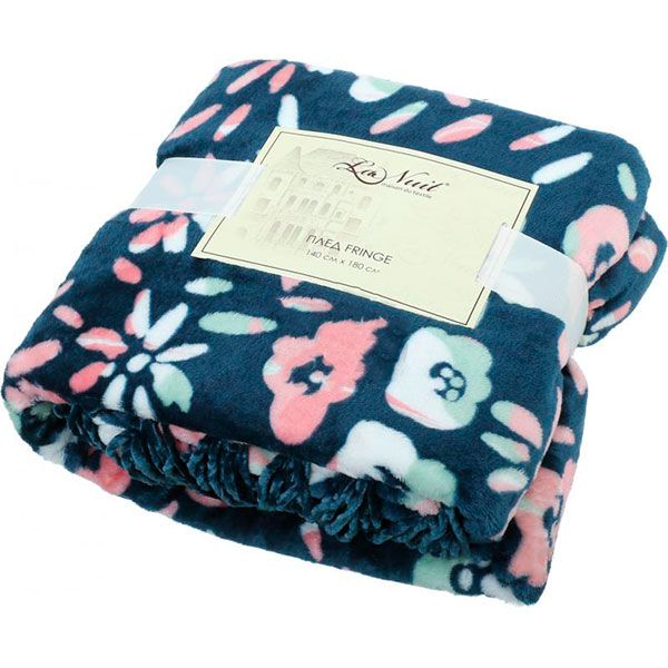Плед Fringe Brush Floral 140x180 см темно-синий La Nuit 