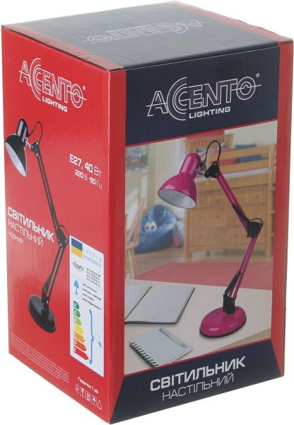 Настольная лампа офисная Accento lighting ALYU-DE3030-SL 40 Вт E27 серебристый металлик 