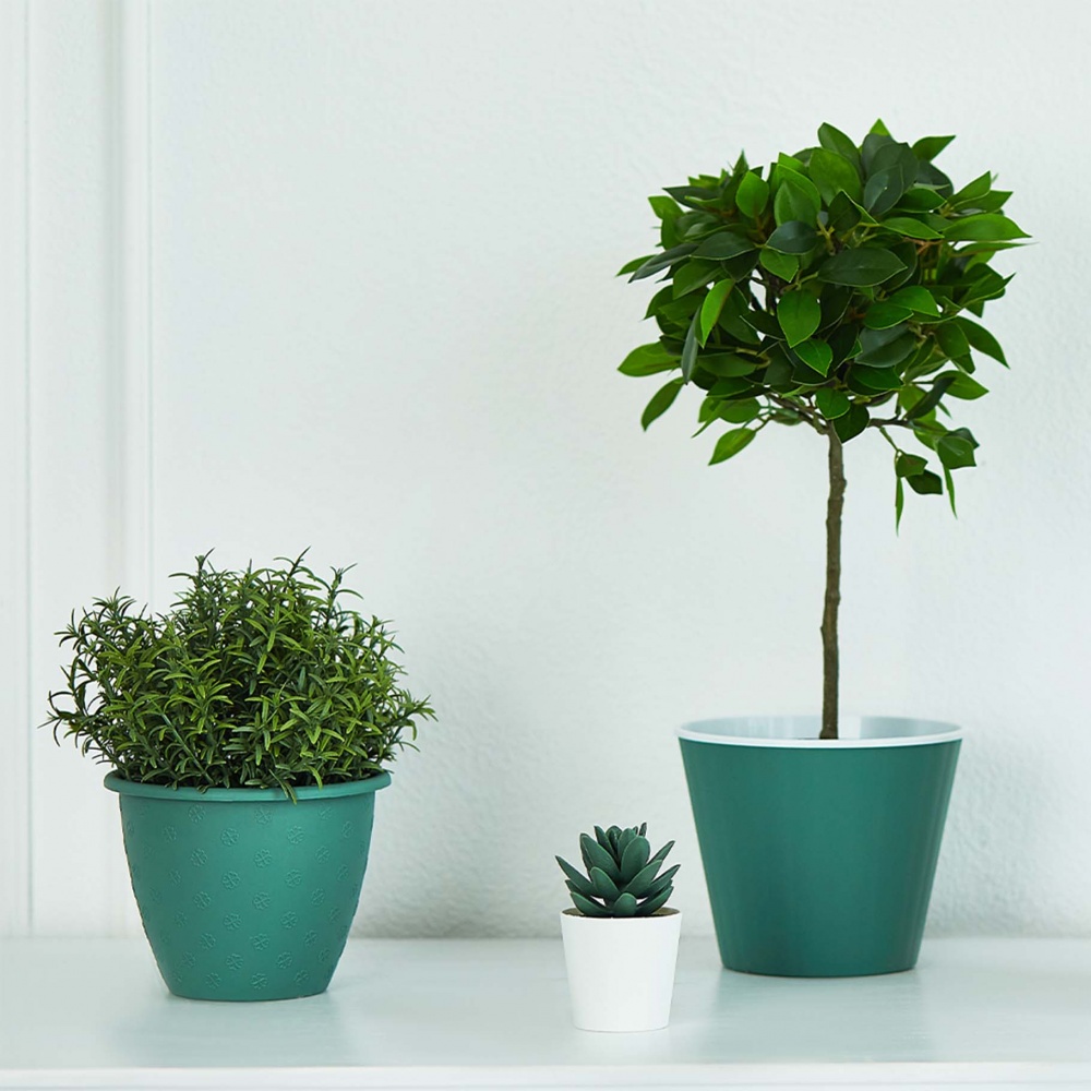 Вазон Ібіс 15,7х13,0 см круглий зелений/білий 1,7 л Алеана