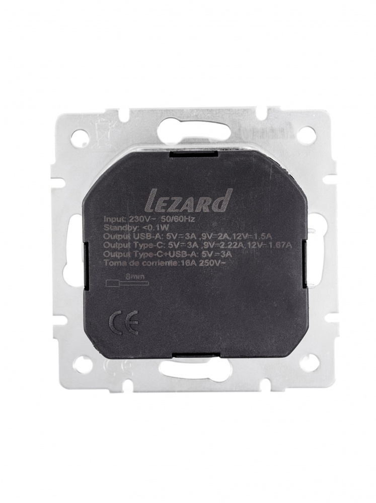 Розетка побутова + USB + Type C із заземленням Lezard Vesna білий 742-0288-181TC