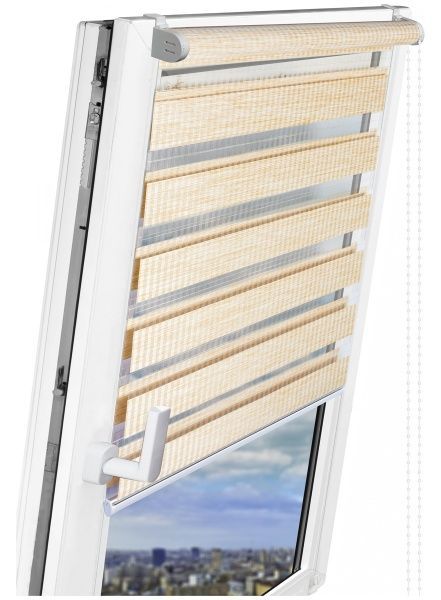 Ролета день-ночь Delfa Бамбук 68x160 см золотой песок 