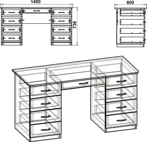 Стол письменный Компанит Учитель 3 венге 