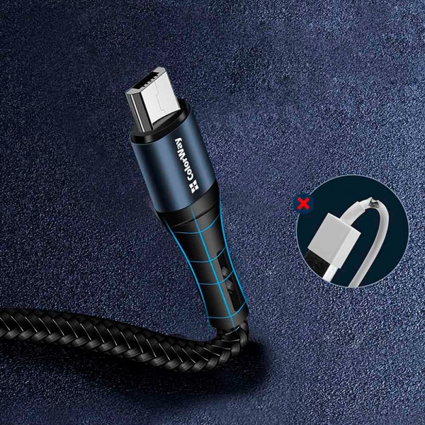 Кабель ColorWay USB - MicroUSB (nylon) 2.4 А 1 м чорний (CW-CBUM045-BK) 