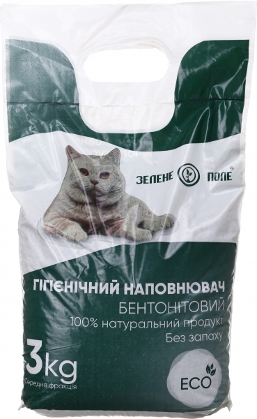 Наполнитель бентонитовый Зелене поле для кошачего туалета 3 кг 
