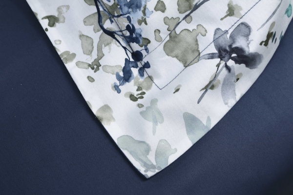 Комплект постільної білизни Silky poems 2.0 синій із білим Decoflux 