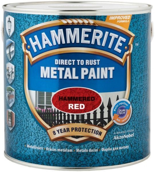 Краска для металла Hammerite красный глянец 2,5л