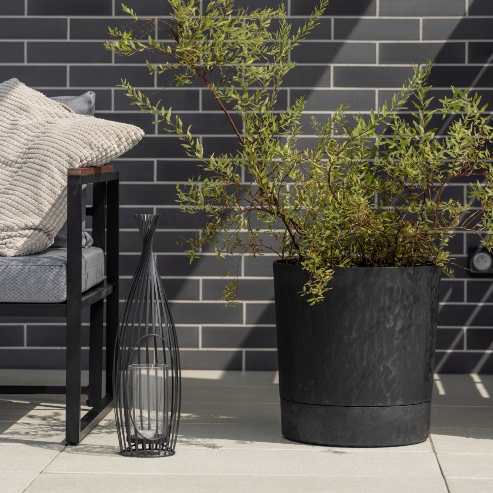Вазон пластиковый пластик AURA круглый гранитно-черный 7 л Lamela (9711253)