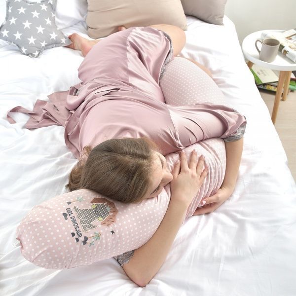 Подушка для годування Standart Dinosaur 35х200 см з карабіном Рожева IDEIA