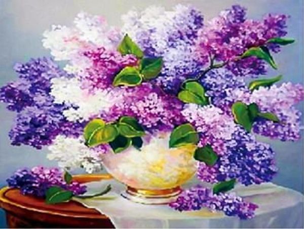 Набір для творчості зі стразами на підрамнику Бузок 30х40 см Діамантові ручки 