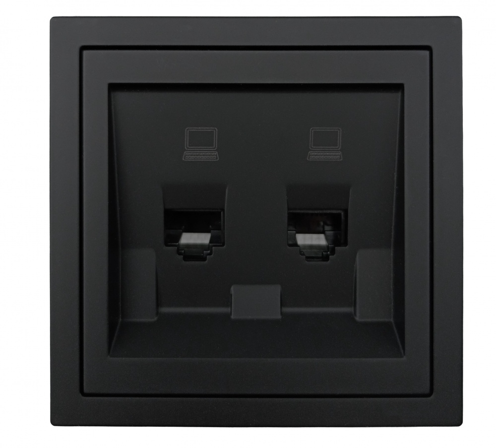 Механізм розетки комп’ютерна подвійна HausMark Juna чорний