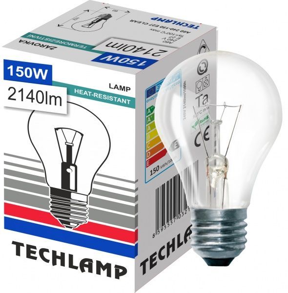 Лампа розжарювання Techlamp A60 150 Вт E27 230 В прозора 