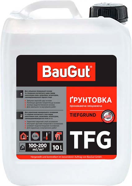 Ґрунтовка глибокопроникна BauGut TFG зміцнювальна 10 л
