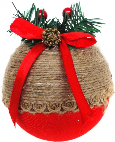 Куля новорічна з горобиною 10 см SDA98810N червоний