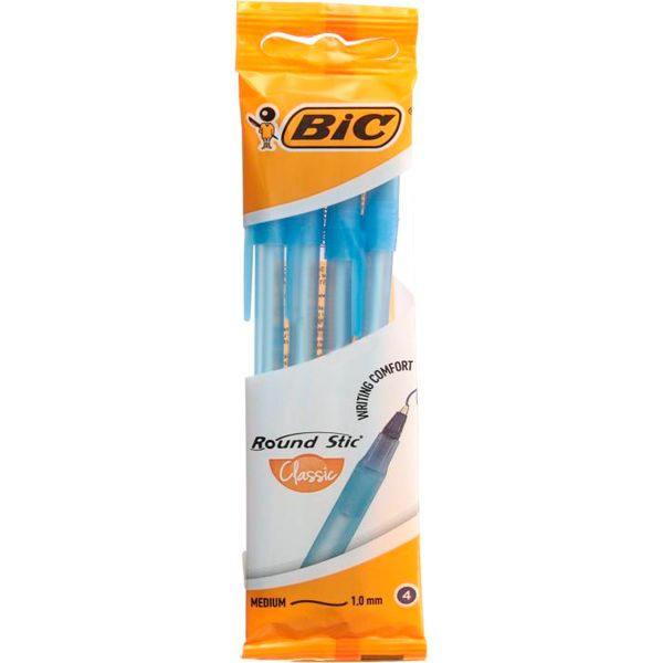 Набор ручек шариковых BIC Round Stic 4 шт. синие 