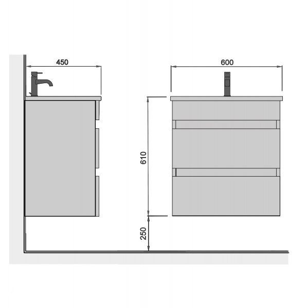 Тумба підвісна ScandiSPA Wood 60-A з умивальником Cosmopolitan 60