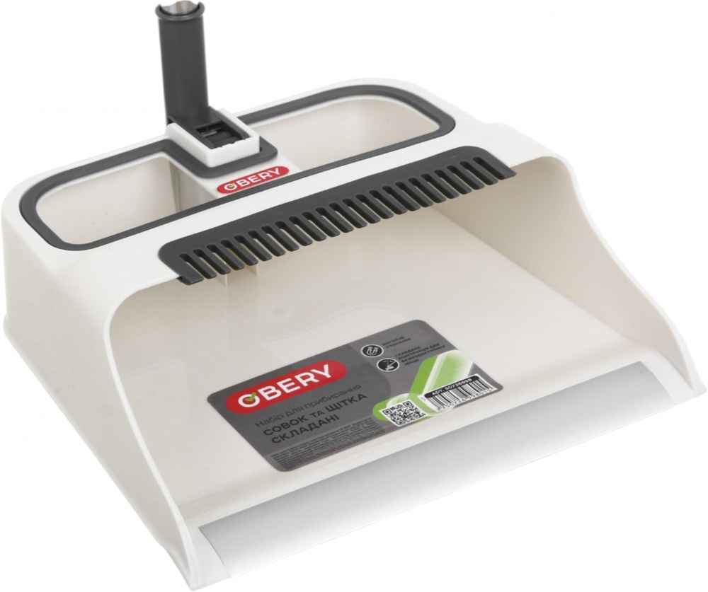 Комплект для уборки пола совок и щетка складные белый OBERY 103 см