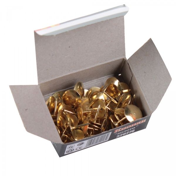 Кнопки канцелярські Leader золоті 50 шт. 