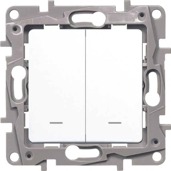 Выключатель двухклавишный Legrand Etika 672204 с подсветкой 10 А 230В IP20 белый