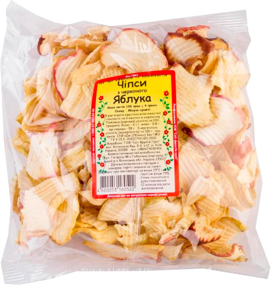 Чипси ТМ СВІТ ФРУКТІВ з червоного яблука 100г
