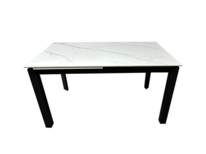 Стол обеденный Prestol Ларс 1400(2000)x800x750мм белый матовый/черный