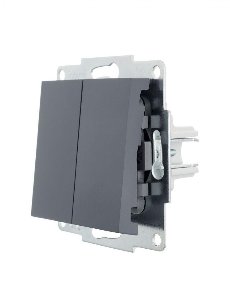 Выключатель двухклавишный Lezard Vesna без подсветки шефилд грей 742-3488-101