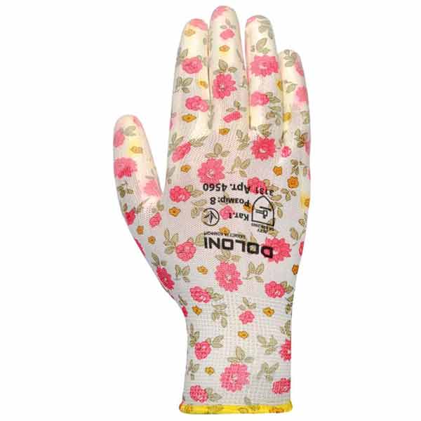 Перчатки Doloni трикотажные неполный облив, белые с покрытием полиуретан M (8) 4560