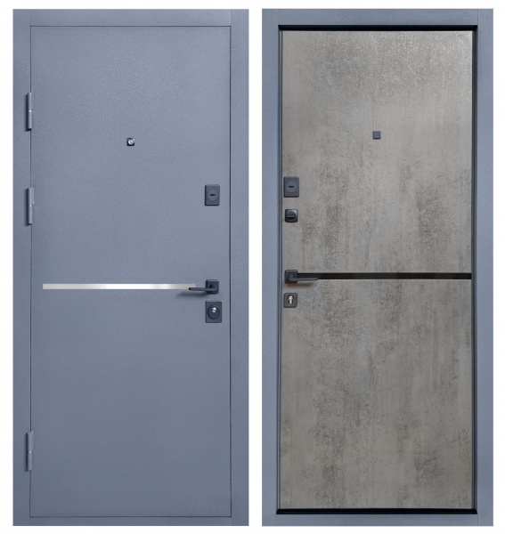 Двері вхідні Міністерство дверей КУ Лінея М бетон темний 2050х860 мм ліві