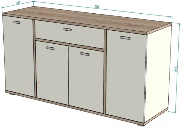 Комод SOKME Космо 1584х841х480 сірий шифер /сірий 