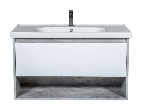 Тумба подвесная ScandiSPA Edda бетон с умывальником Frame 100 см