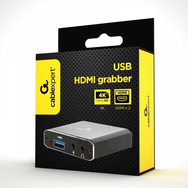 Адаптер Cablexpert захоплення HDMI-сигналу, 4K, наскрізний HDMI чорний (UHG-4K2-01) 