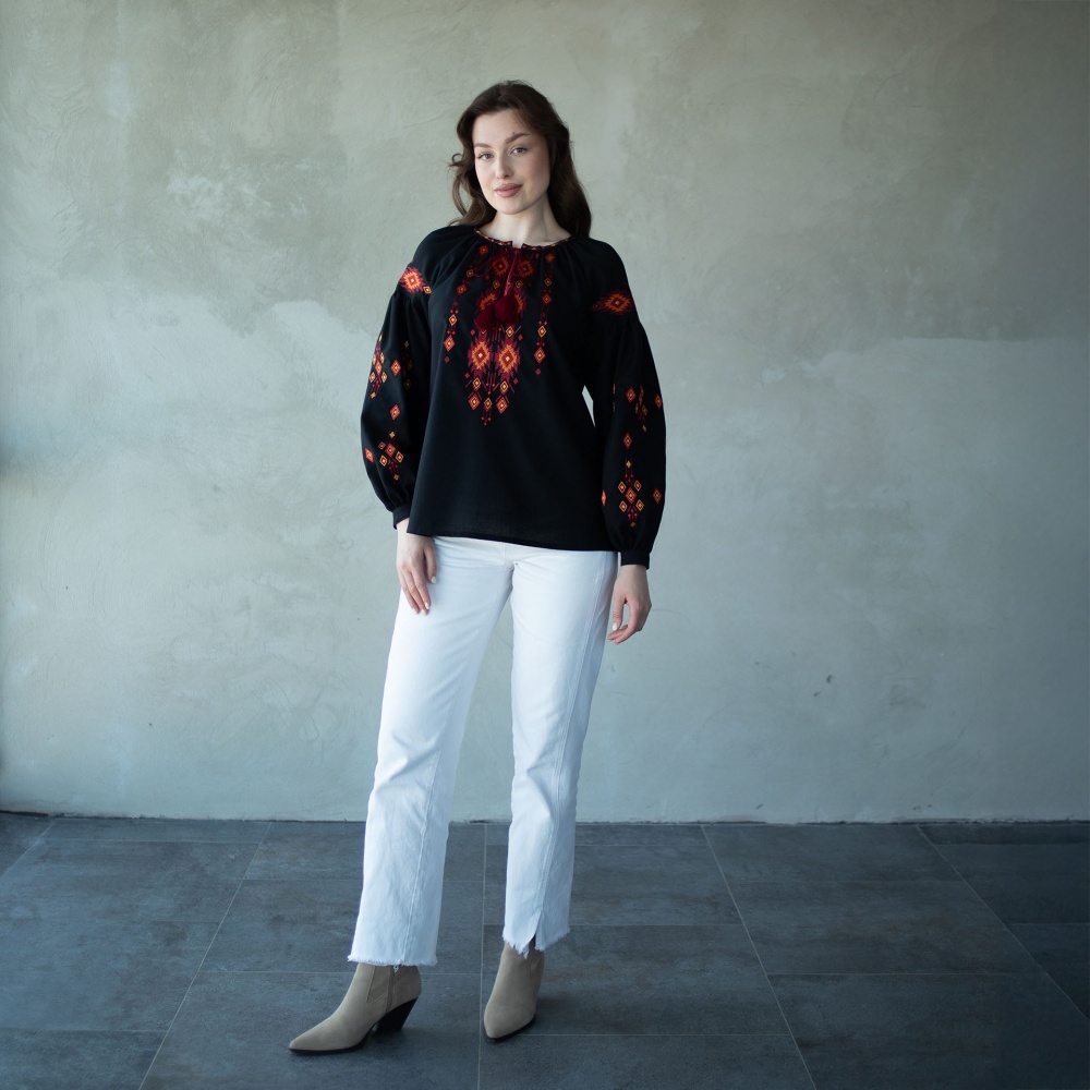 Вышиванка Эдельвика черный р. M 74-25/00